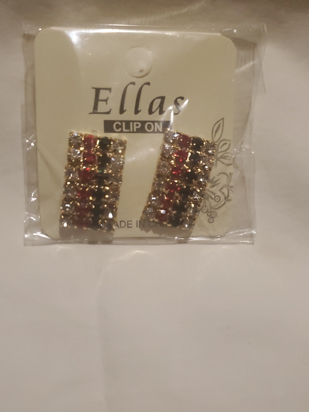 Ella Gold-Tone Multistone Clip-On Earrings in Red and Clear